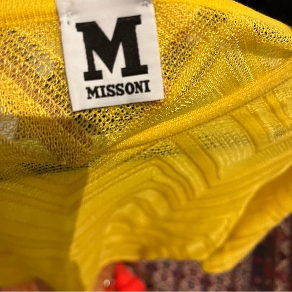 M Missoni Sunshine Yellow Chevron Knit Drawstring Hem Top - Picture 10 of 11